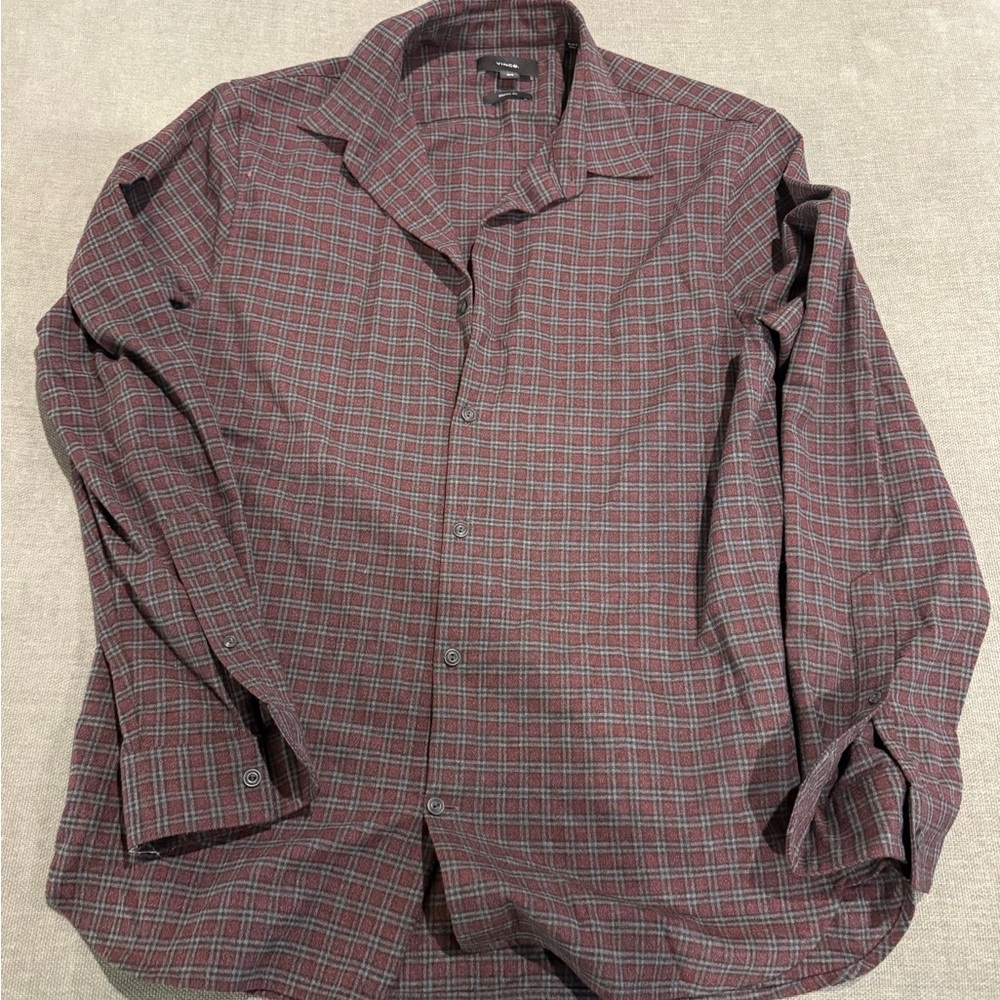 Vince Red Plaid Casual Button Down Shirt